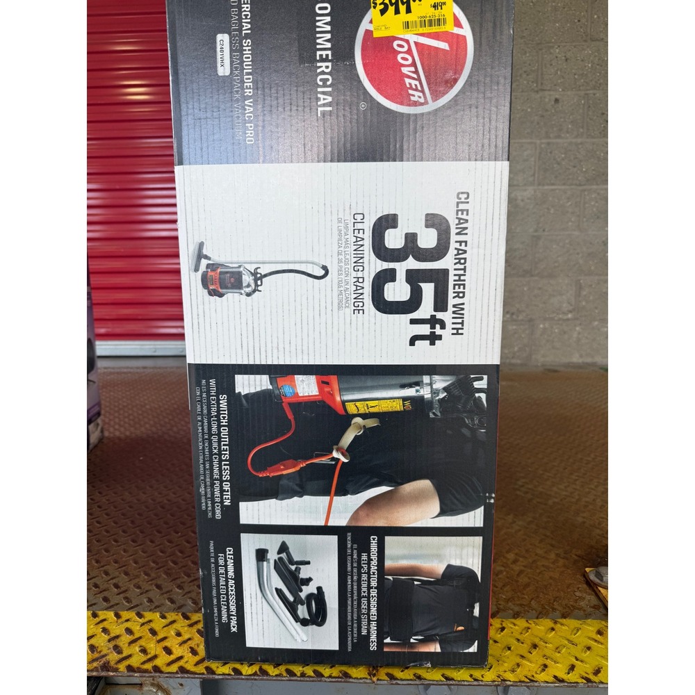 Hoover Commercial Shoulder Vac Pro C2401VHX Backpack Vacuum HEPA 35ft Cord New - Picture 2 of 2